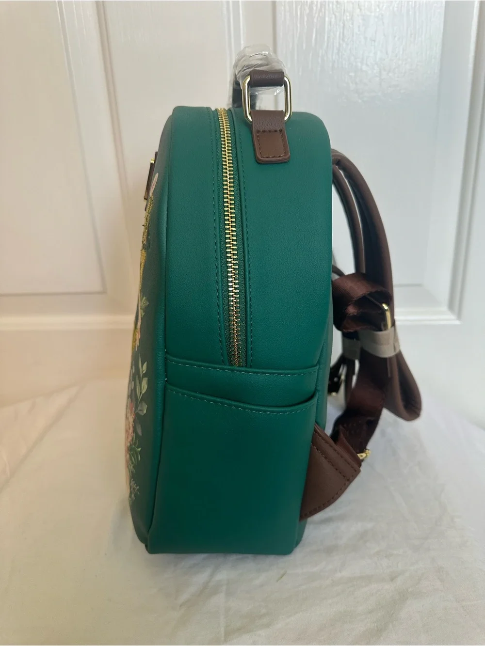 Loungefly Green & Gold Loki Floral Mini Backpack with Ear Headband